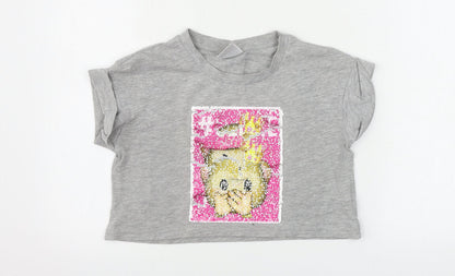 YD Girls Grey   Cropped T-Shirt Size 10-11 Years