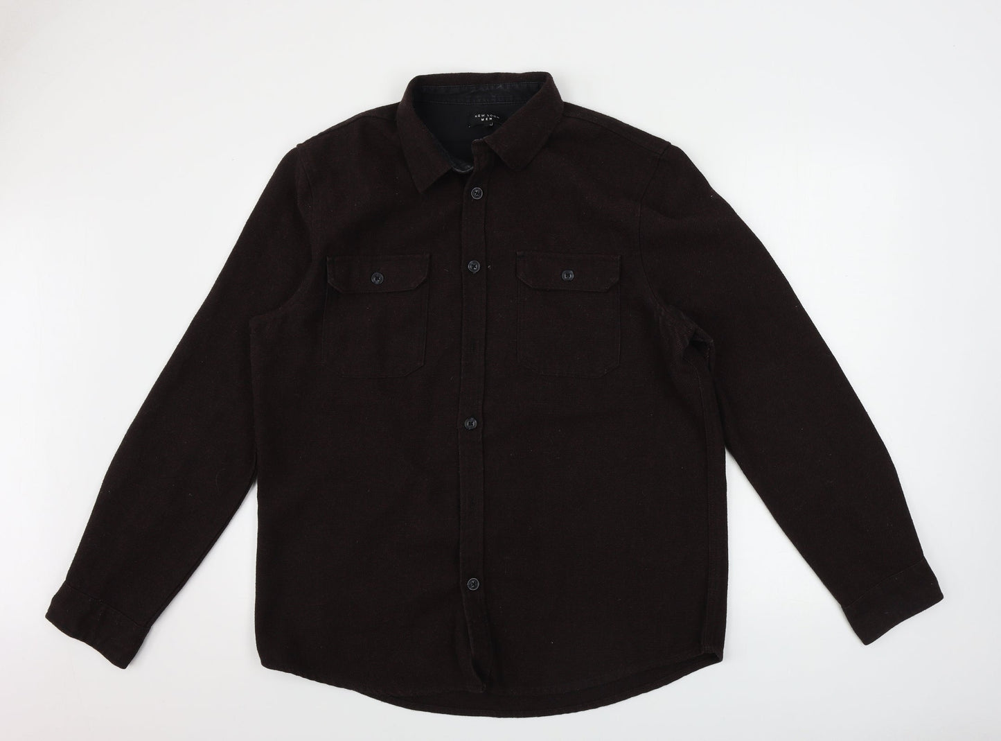 Mens UK Size XL New Look Brown  Button-Up Long Sleeve Casual Shirt