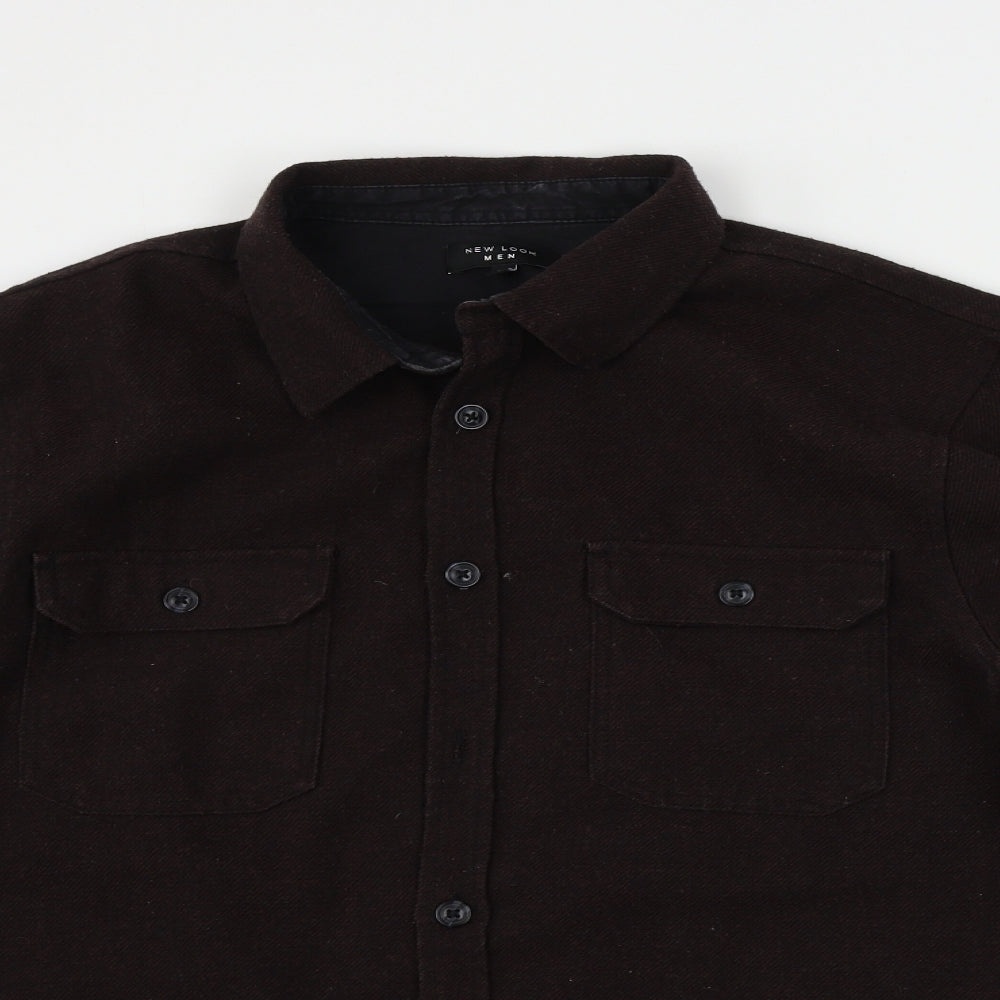 Mens UK Size XL New Look Brown  Button-Up Long Sleeve Casual Shirt