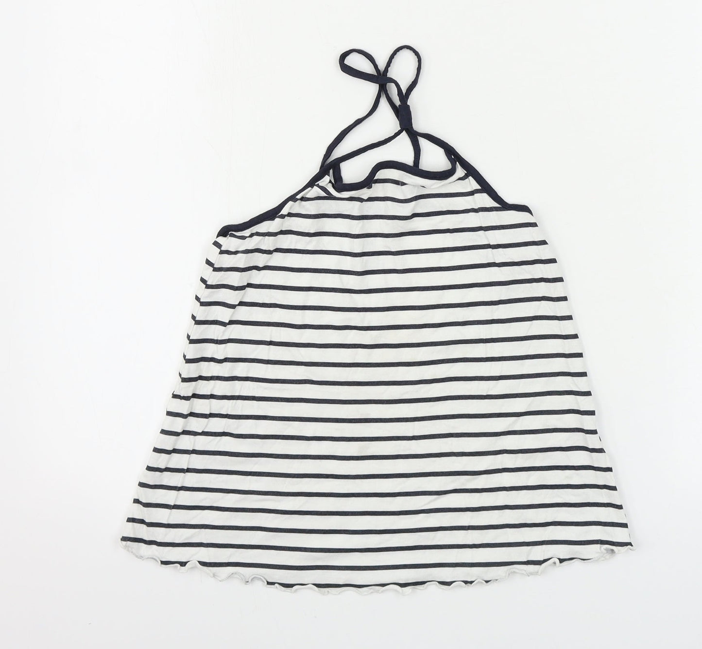 H&M  Girls White Striped  Basic T-Shirt Size 8-9 Years