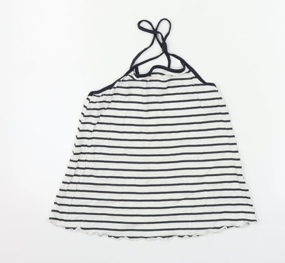 H&M  Girls White Striped  Basic T-Shirt Size 8-9 Years