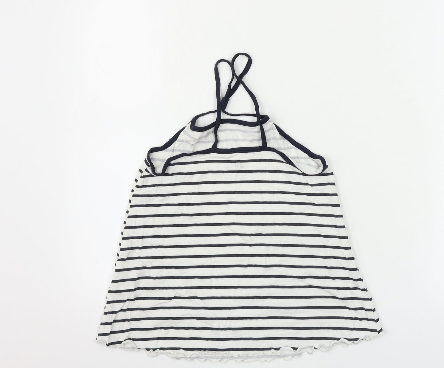 H&M  Girls White Striped  Basic T-Shirt Size 8-9 Years