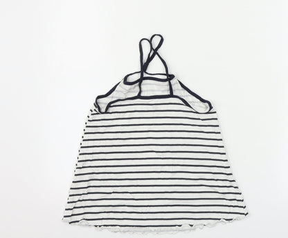 H&M  Girls White Striped  Basic T-Shirt Size 8-9 Years