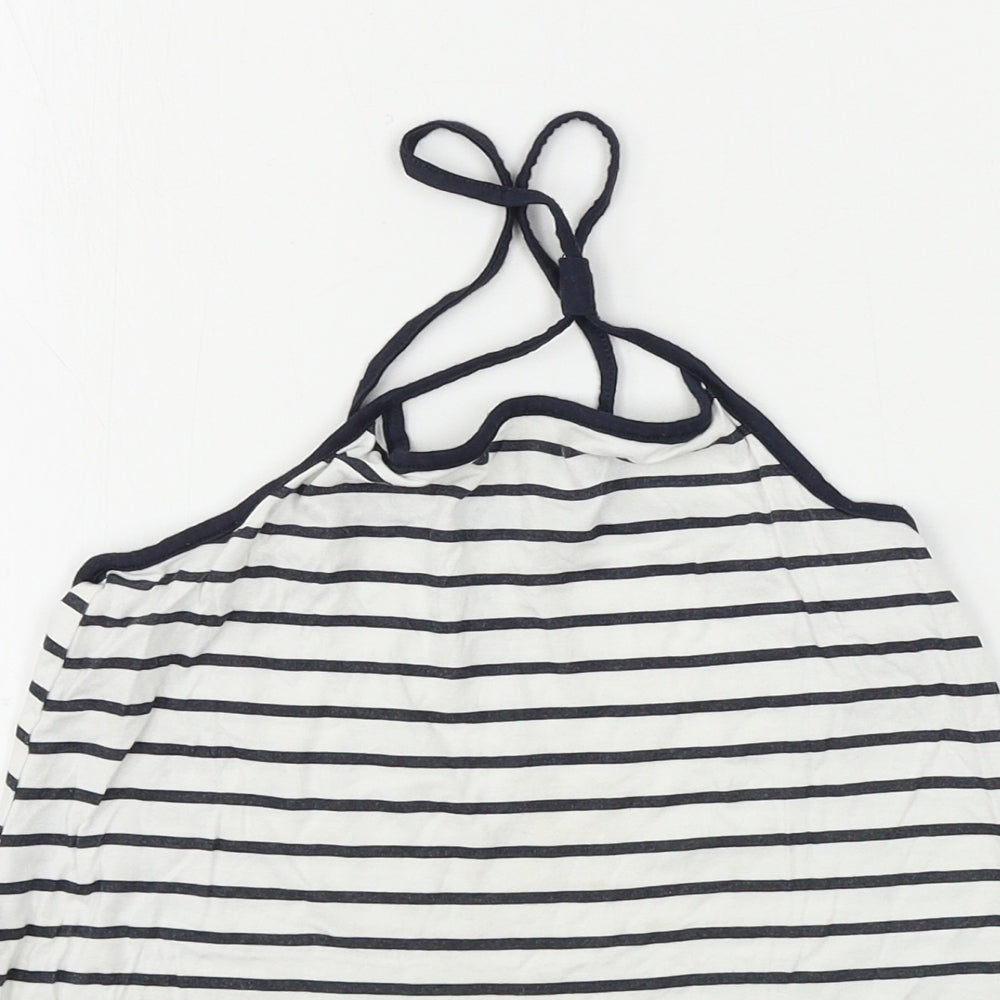 H&M  Girls White Striped  Basic T-Shirt Size 8-9 Years