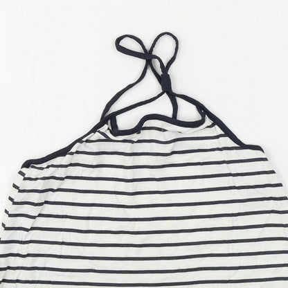 H&M  Girls White Striped  Basic T-Shirt Size 8-9 Years