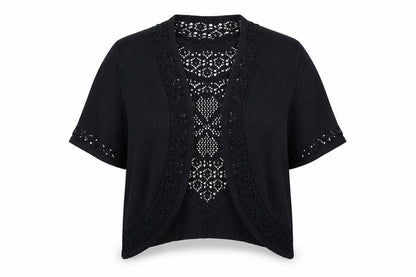 Front view of Soon women’s black cardigan jumper, size UK 16