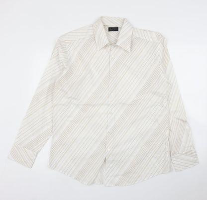 Mens UK Size L Burton Beige  Button-Up Long Sleeve Casual Shirt