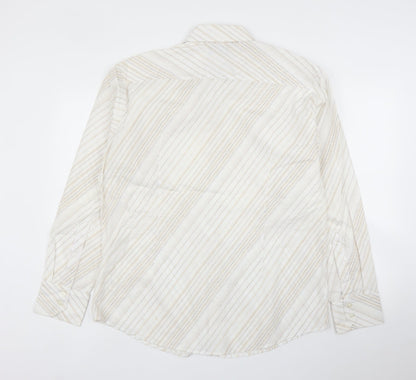 Mens UK Size L Burton Beige  Button-Up Long Sleeve Casual Shirt