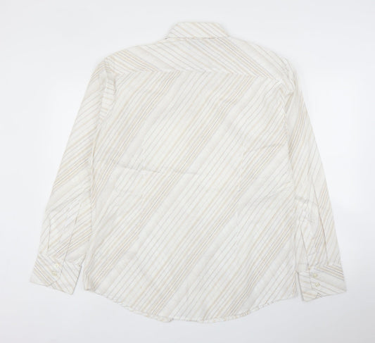 Mens UK Size L Burton Beige  Button-Up Long Sleeve Casual Shirt