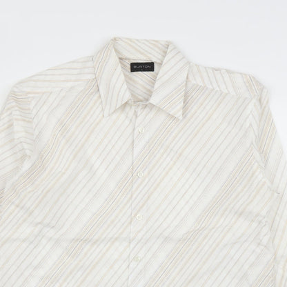 Mens UK Size L Burton Beige  Button-Up Long Sleeve Casual Shirt