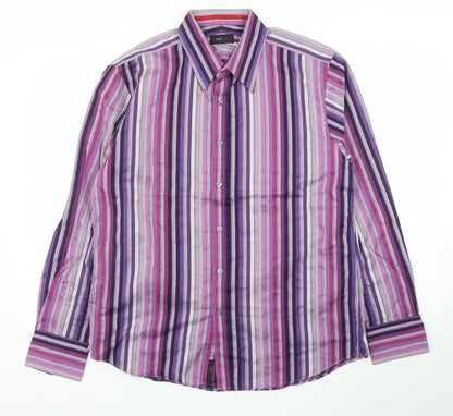 Mens UK Size L Jeff & Co Purple  Button-Up Long Sleeve Casual Shirt