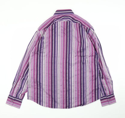 Mens UK Size L Jeff & Co Purple  Button-Up Long Sleeve Casual Shirt