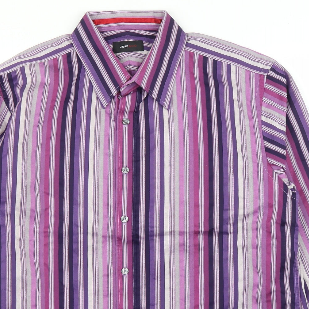Mens UK Size L Jeff & Co Purple  Button-Up Long Sleeve Casual Shirt