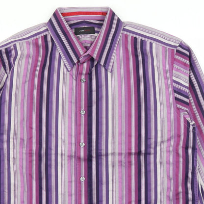 Mens UK Size L Jeff & Co Purple  Button-Up Long Sleeve Casual Shirt