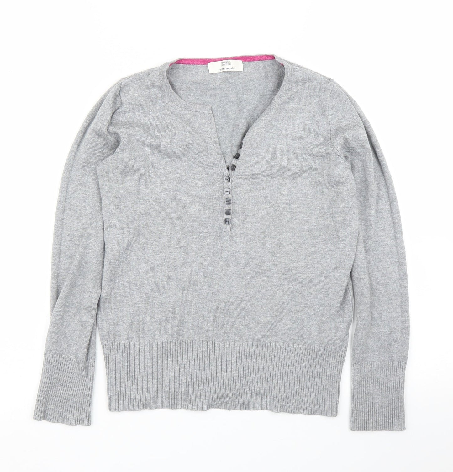 M&S Womens Grey   Basic Blouse Size 8