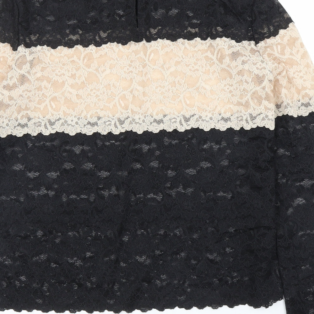 Edican Womens Black Floral  Basic Blouse Size M