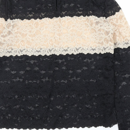 Edican Womens Black Floral  Basic Blouse Size M