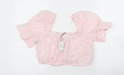 Primark Womens Pink Floral  Cropped Blouse Size L