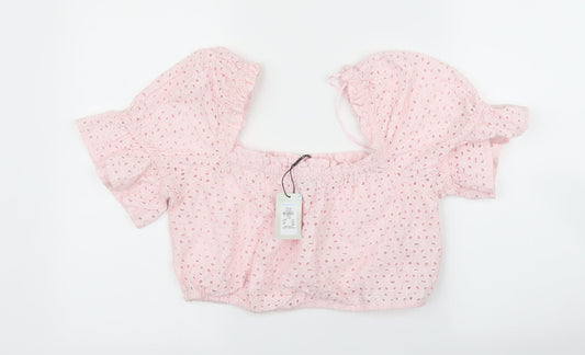 Primark Womens Pink Floral  Cropped Blouse Size L