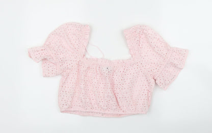 Primark Womens Pink Floral  Cropped Blouse Size L