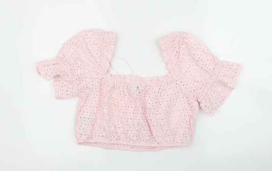 Primark Womens Pink Floral  Cropped Blouse Size L
