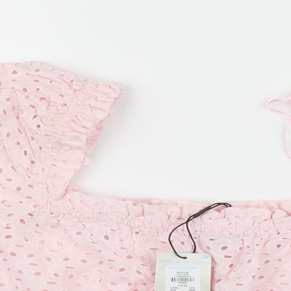 Primark Womens Pink Floral  Cropped Blouse Size L