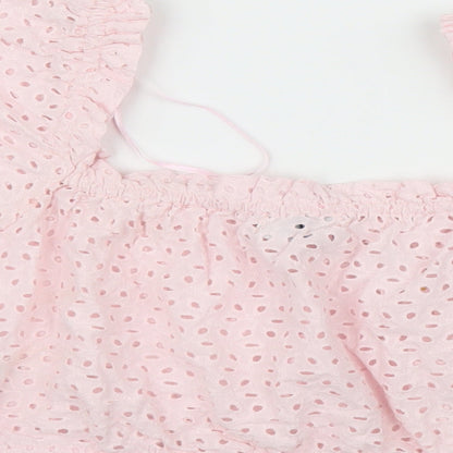 Primark Womens Pink Floral  Cropped Blouse Size L