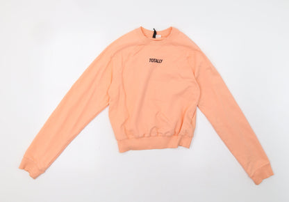 H&M Womens Orange   Pullover Sweatshirt Size XS