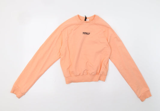 H&M Womens Orange   Pullover Sweatshirt Size XS