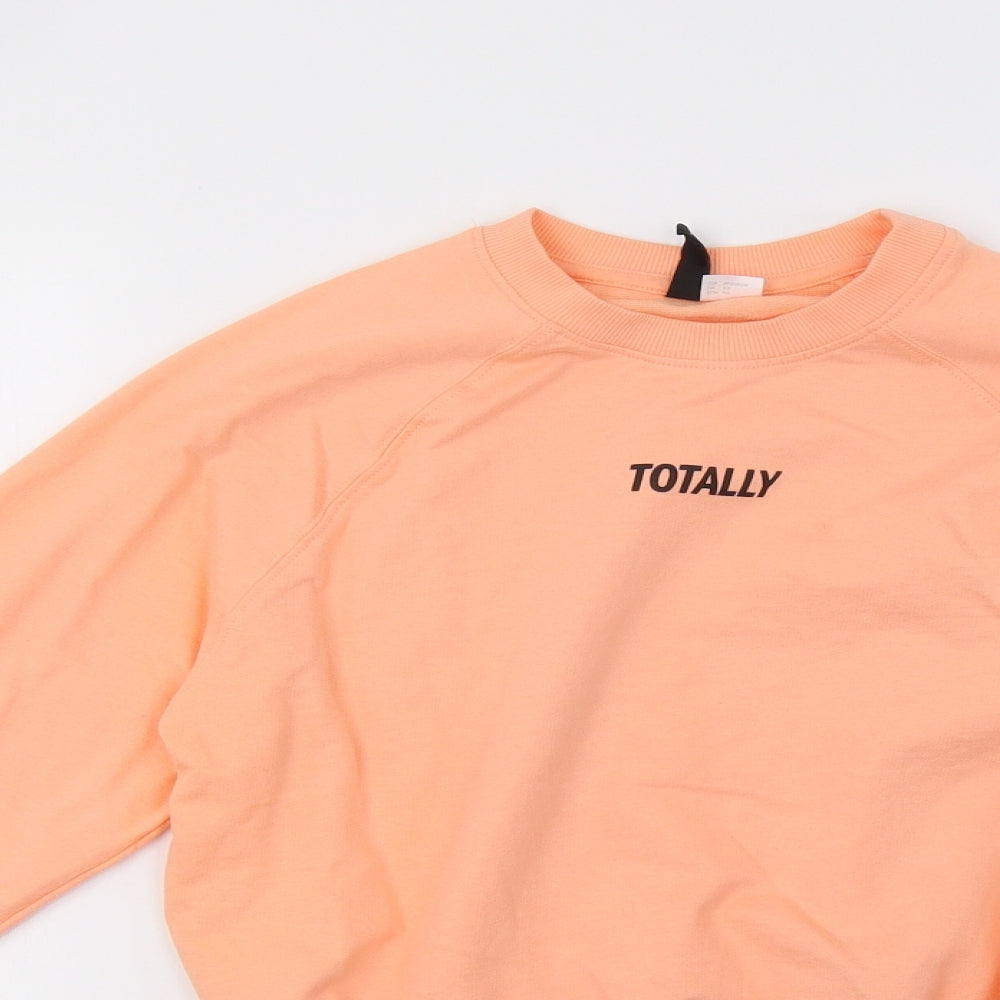 H&M Womens Orange   Pullover Sweatshirt Size XS