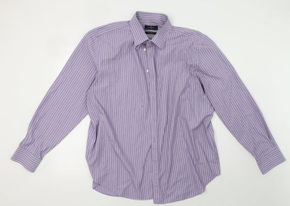 Debenhams Mens Purple Striped   Button-Up Size 18