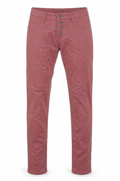 Front view of up fashion men’s pink trousers, size 30, 32-inch leg