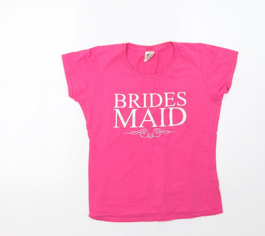 Womens UK Size S Fruit of the Loom Pink Basic T-Shirt