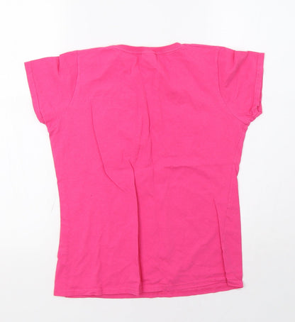Womens UK Size S Fruit of the Loom Pink Basic T-Shirt