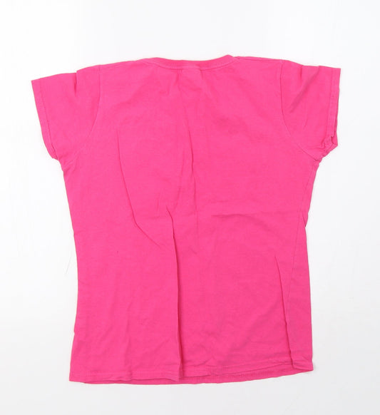 Womens UK Size S Fruit of the Loom Pink Basic T-Shirt
