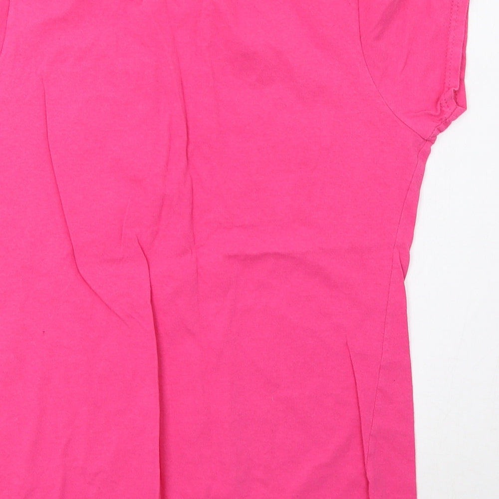 Womens UK Size S Fruit of the Loom Pink Basic T-Shirt