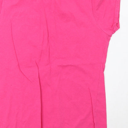Womens UK Size S Fruit of the Loom Pink Basic T-Shirt