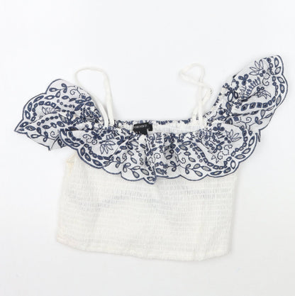 Womens UK Size S Forever21 White Cropped T-Shirt