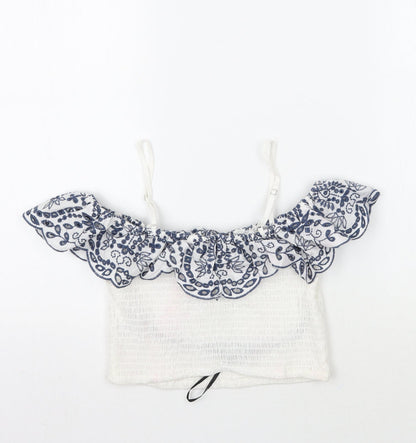 Womens UK Size S Forever21 White Cropped T-Shirt