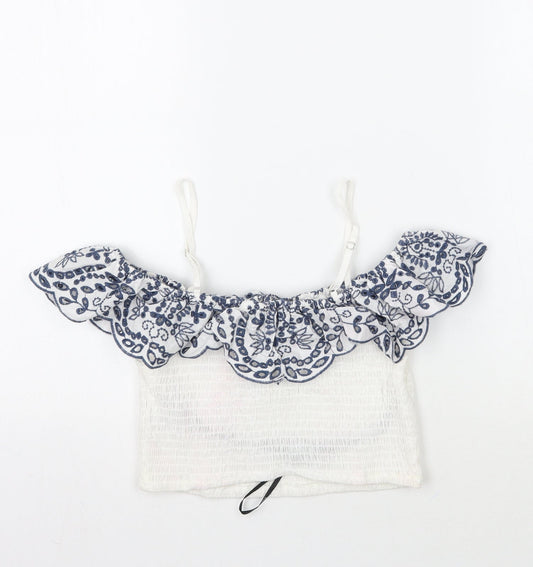 Womens UK Size S Forever21 White Cropped T-Shirt