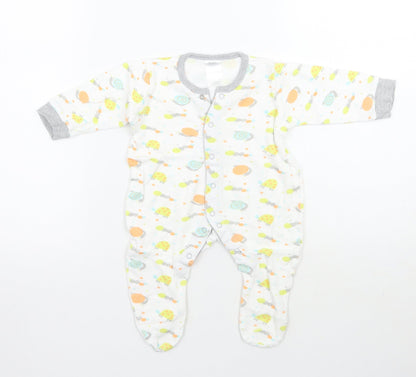 Preworn Baby White Geometric  Babygrow One-Piece Size 3-6 Months