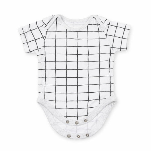 Front view of George Baby White Check Babygrow One-Piece, size 6-9, Months