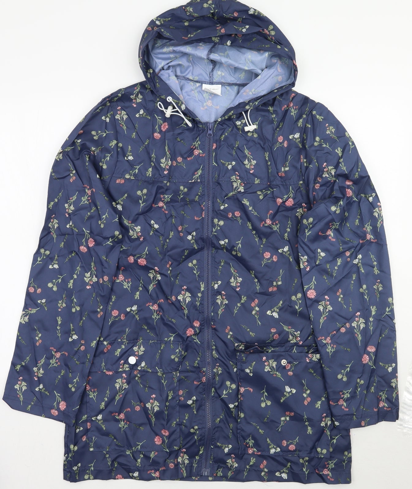 ann de lancay Womens Blue Floral  Jacket Coat Size S