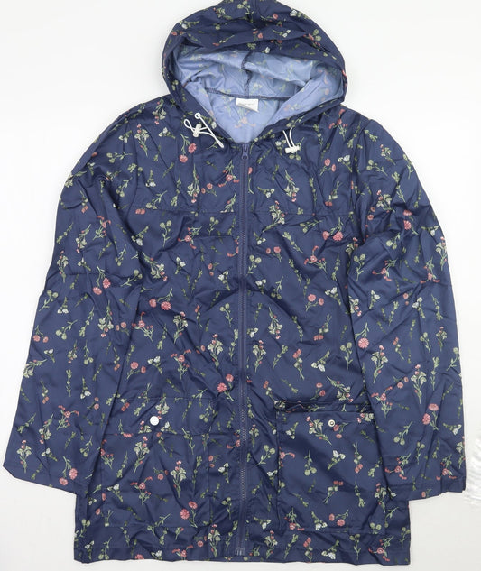 ann de lancay Womens Blue Floral  Jacket Coat Size S