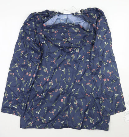 ann de lancay Womens Blue Floral  Jacket Coat Size S