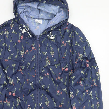 ann de lancay Womens Blue Floral  Jacket Coat Size S