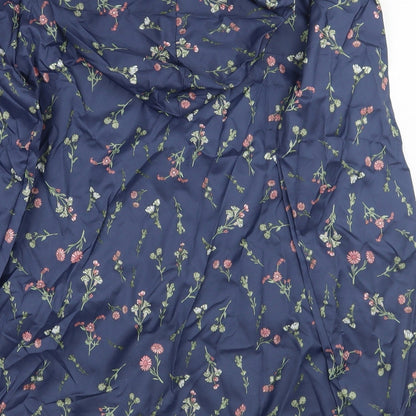 ann de lancay Womens Blue Floral  Jacket Coat Size S