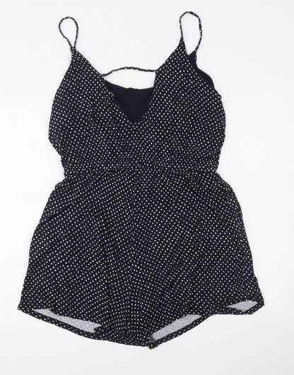 H&M Womens Blue Polka Dot  Romper One-Piece Size L