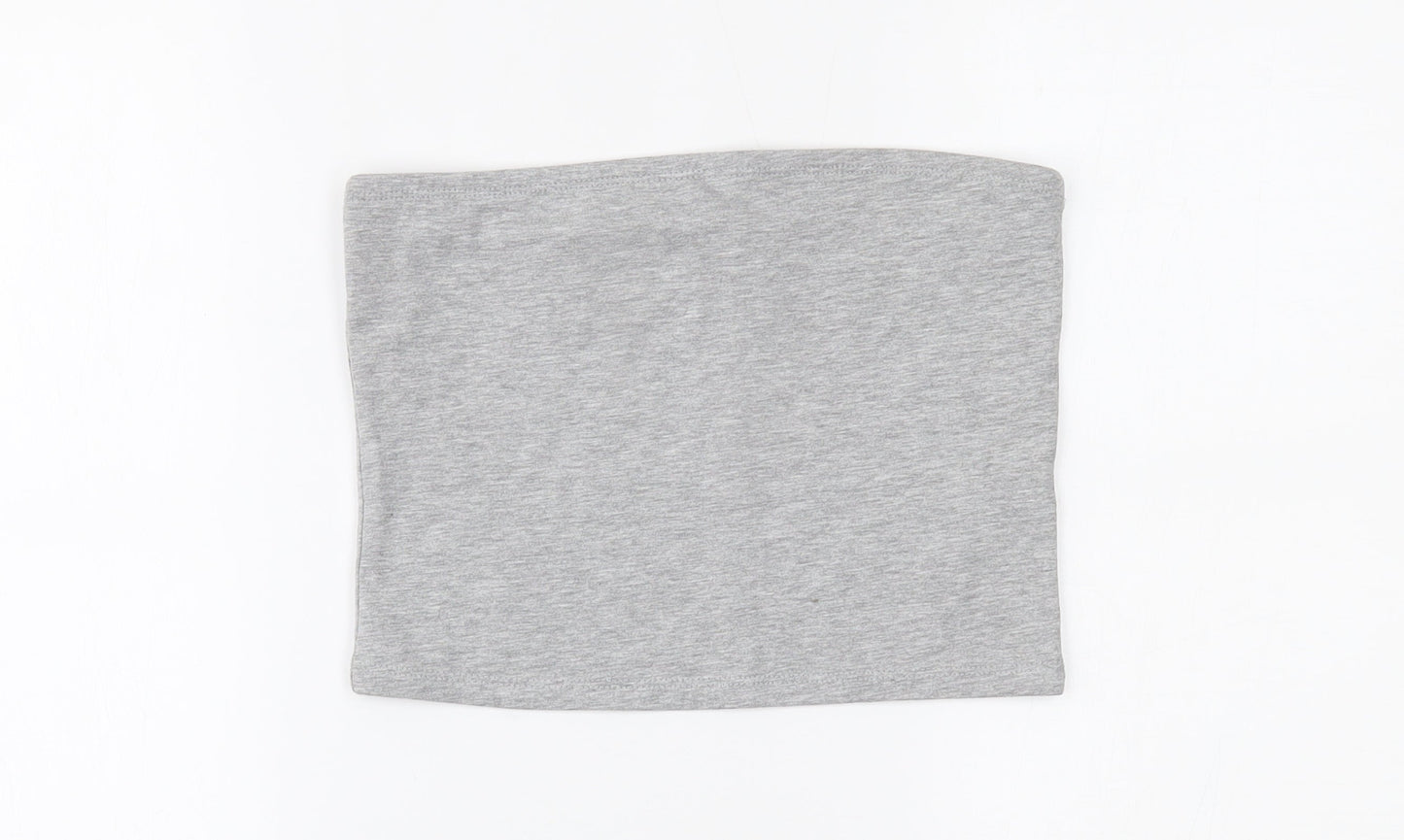 Womens UK Size M New Look Grey Cropped Blouse