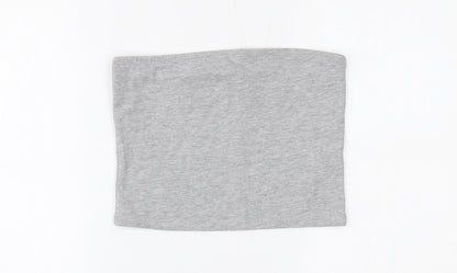 Womens UK Size M New Look Grey Cropped Blouse